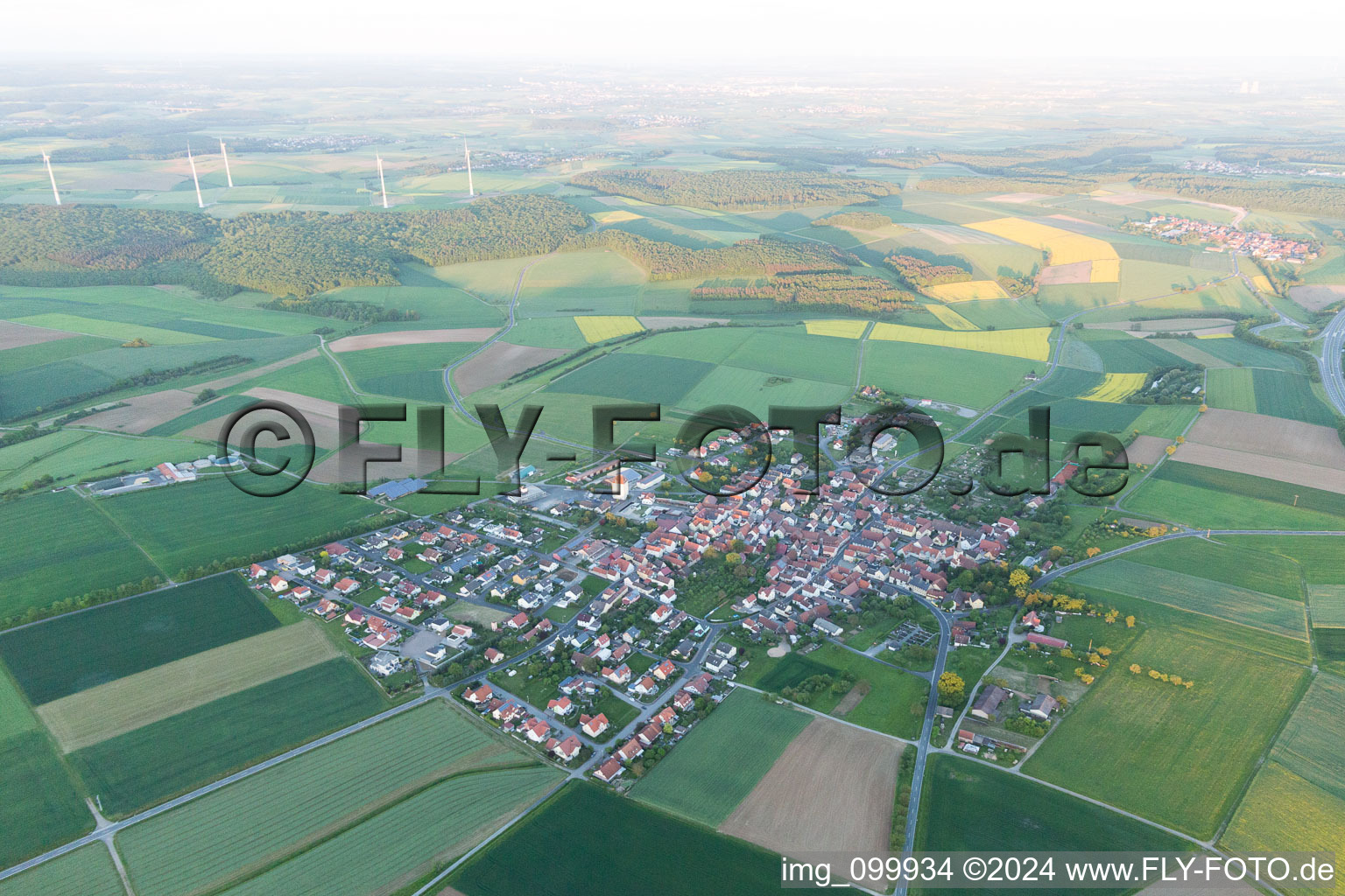 Aerial view of Greßthal in the state Bavaria, Germany