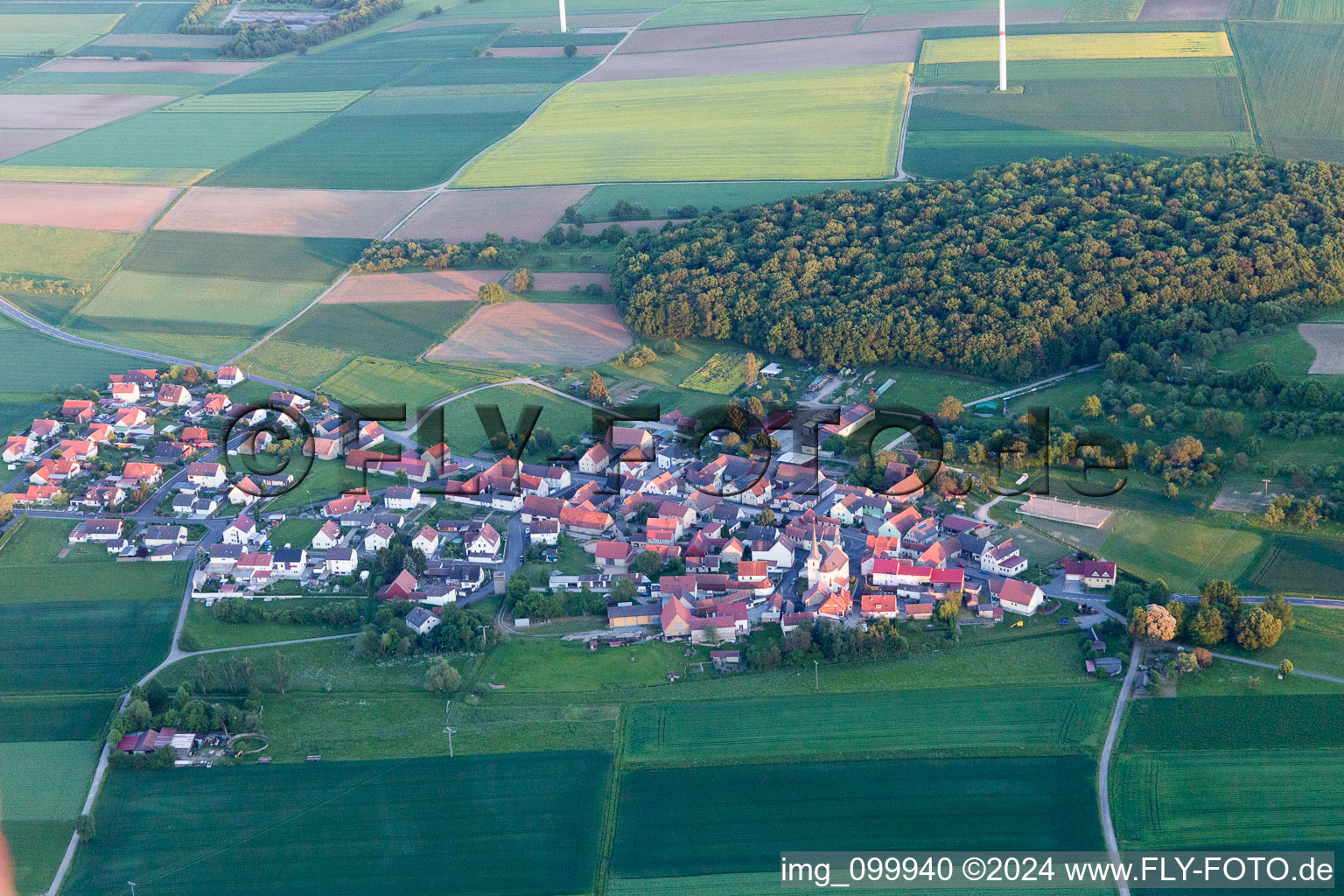 Aerial view of Kaisten in the state Bavaria, Germany