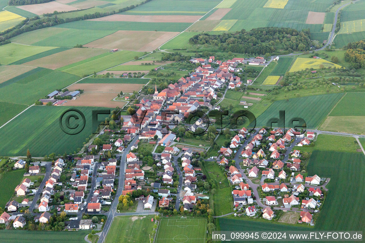 Aerial view of Egenhausen in the state Bavaria, Germany