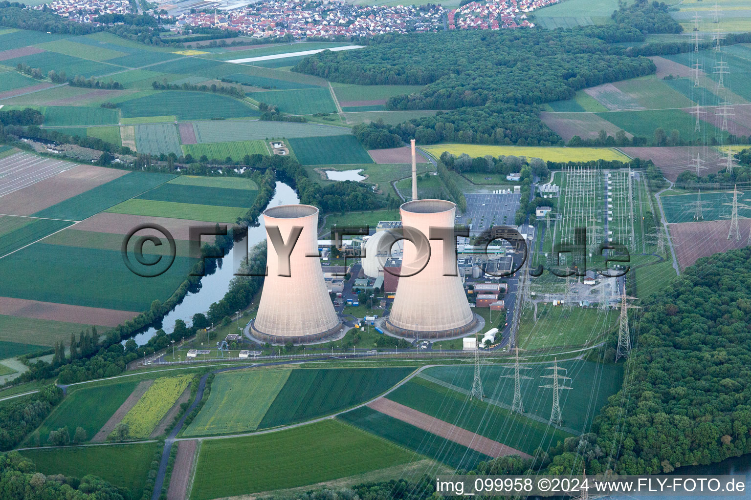 KKG in Grafenrheinfeld in the state Bavaria, Germany seen from above