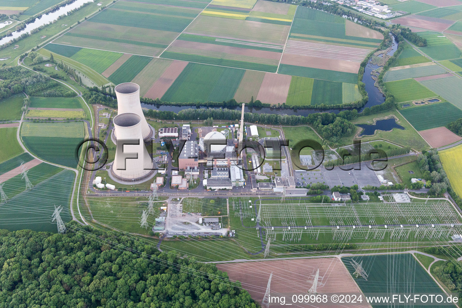 Aerial view of KKG in Grafenrheinfeld in the state Bavaria, Germany