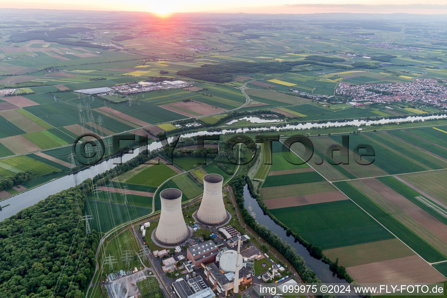 KKG in Grafenrheinfeld in the state Bavaria, Germany from the plane