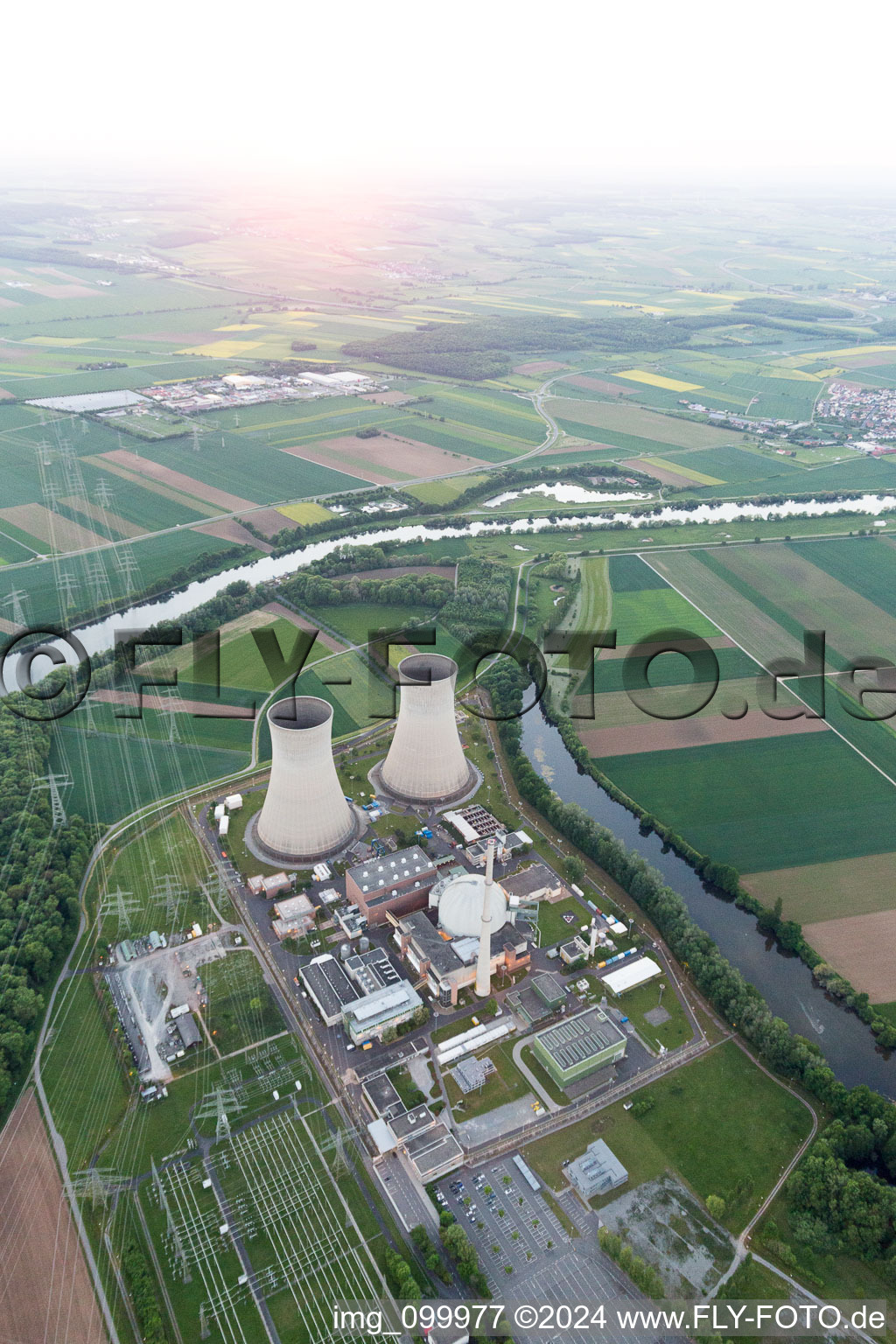 KKG in Grafenrheinfeld in the state Bavaria, Germany viewn from the air