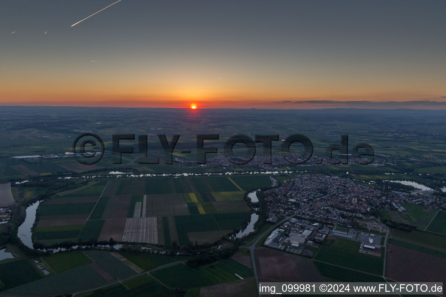 Aerial view of Grafenrheinfeld in the state Bavaria, Germany