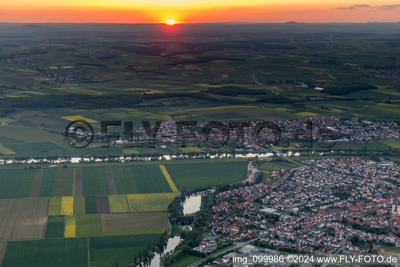 Oblique view of Grafenrheinfeld in the state Bavaria, Germany