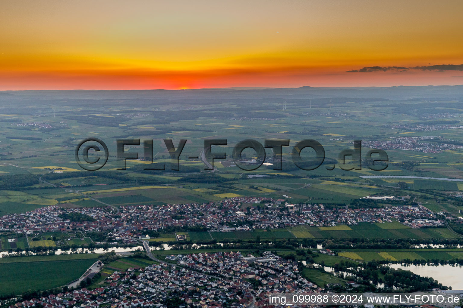 Grafenrheinfeld in the state Bavaria, Germany from above