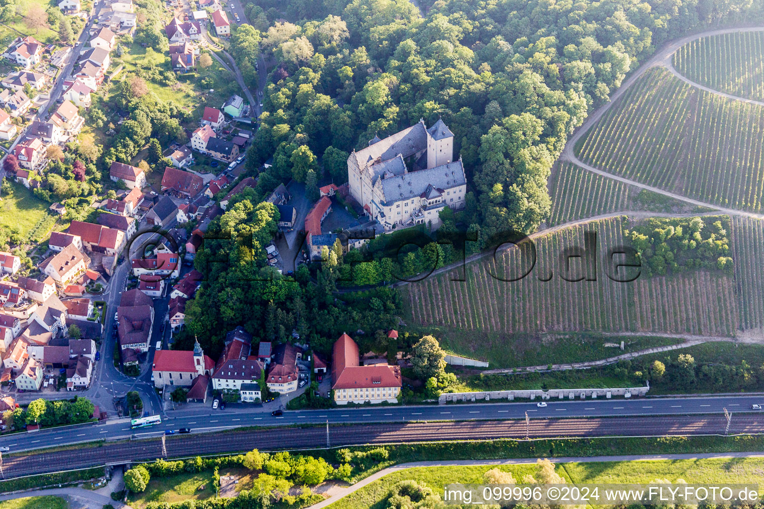 Aerial photograpy of Castle of Schloss Schloss Mainberg in the district Mainberg in Schonungen in the state Bavaria, Germany