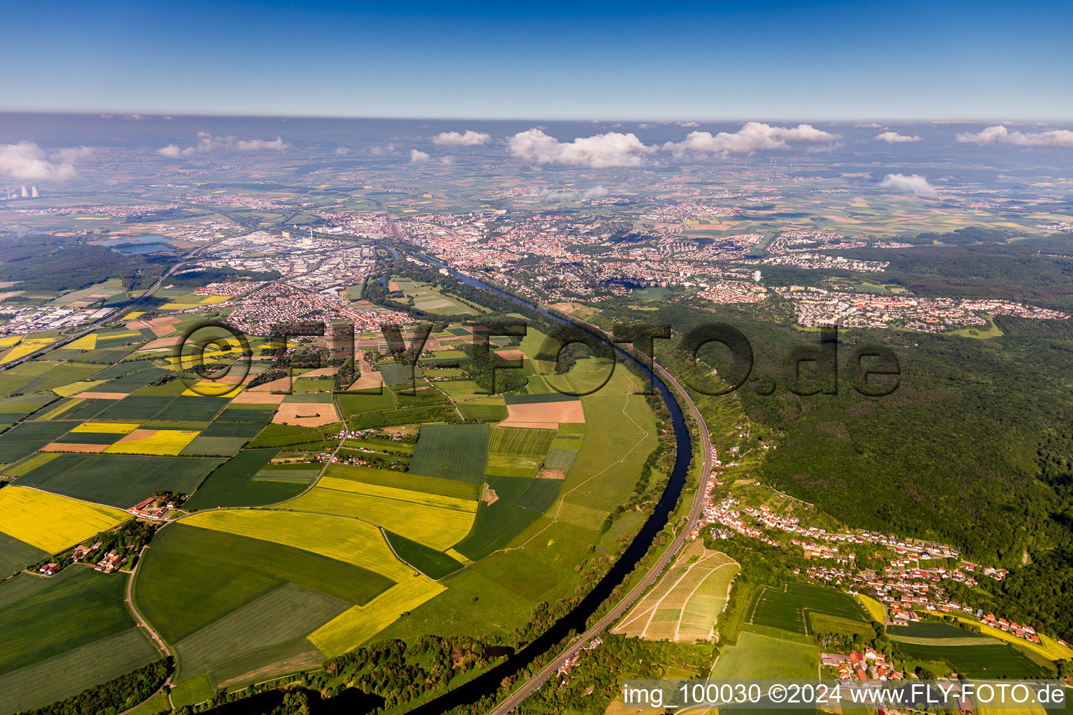 Schweinfurt in the state Bavaria, Germany from the plane