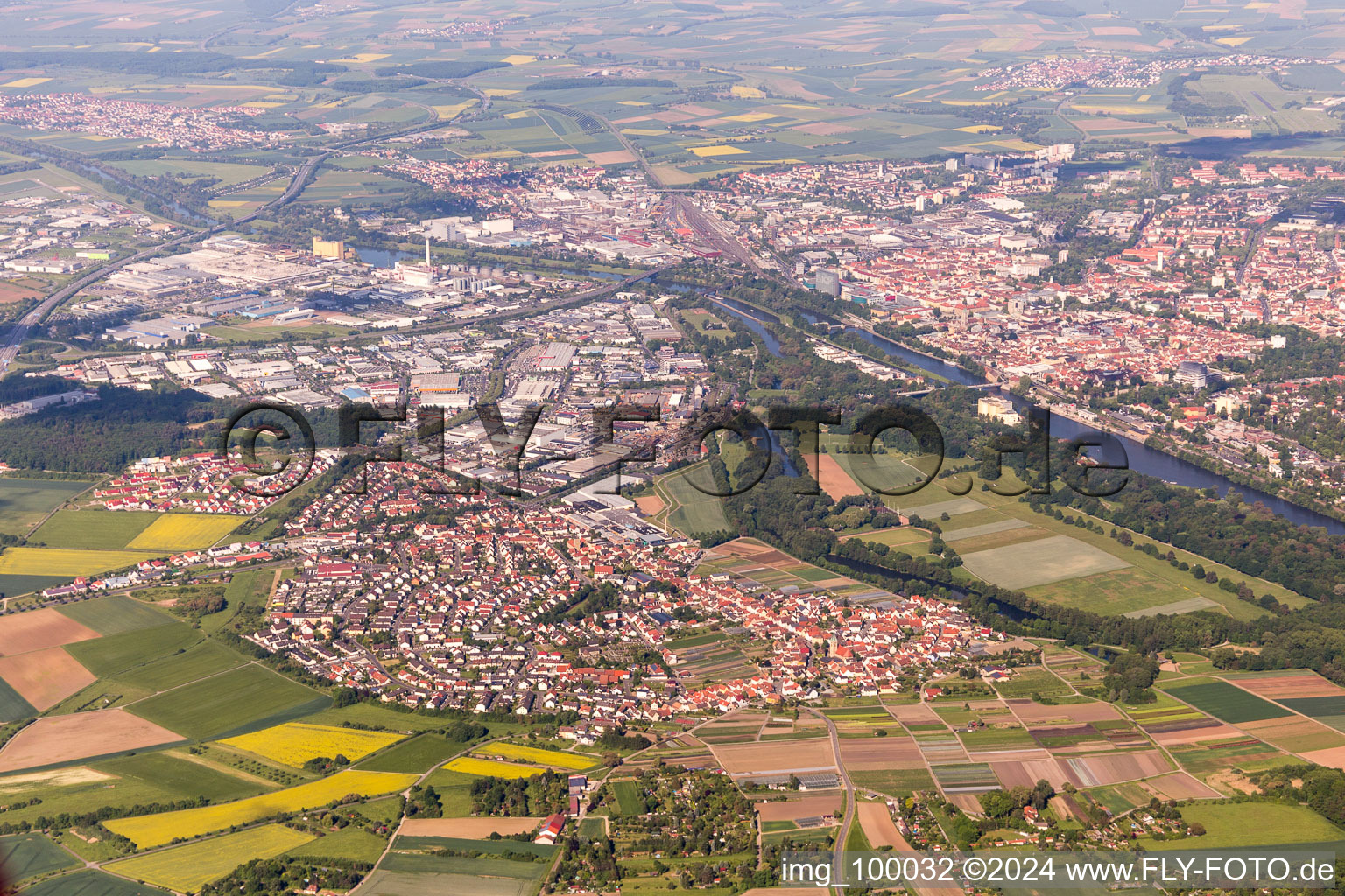 Bird's eye view of Schweinfurt in the state Bavaria, Germany