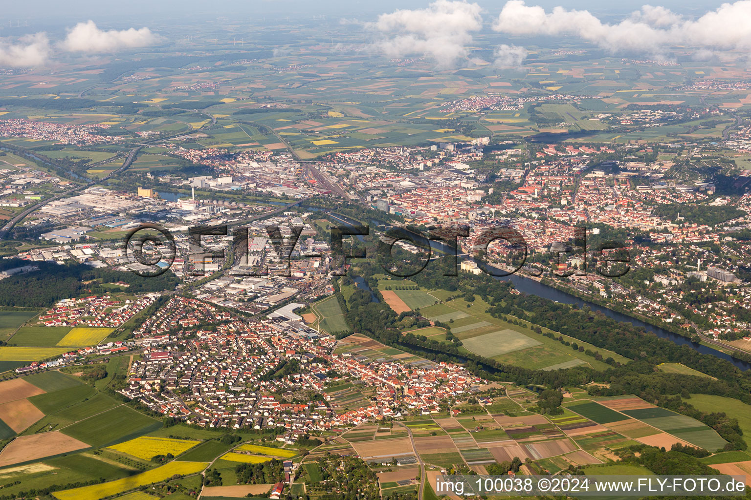 Schweinfurt in the state Bavaria, Germany viewn from the air