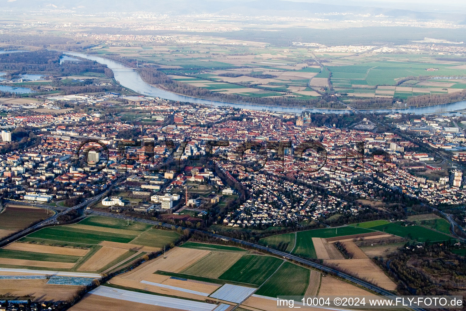 Town on the banks of the river of the Rhine river in Speyer in the state Rhineland-Palatinate, Germany