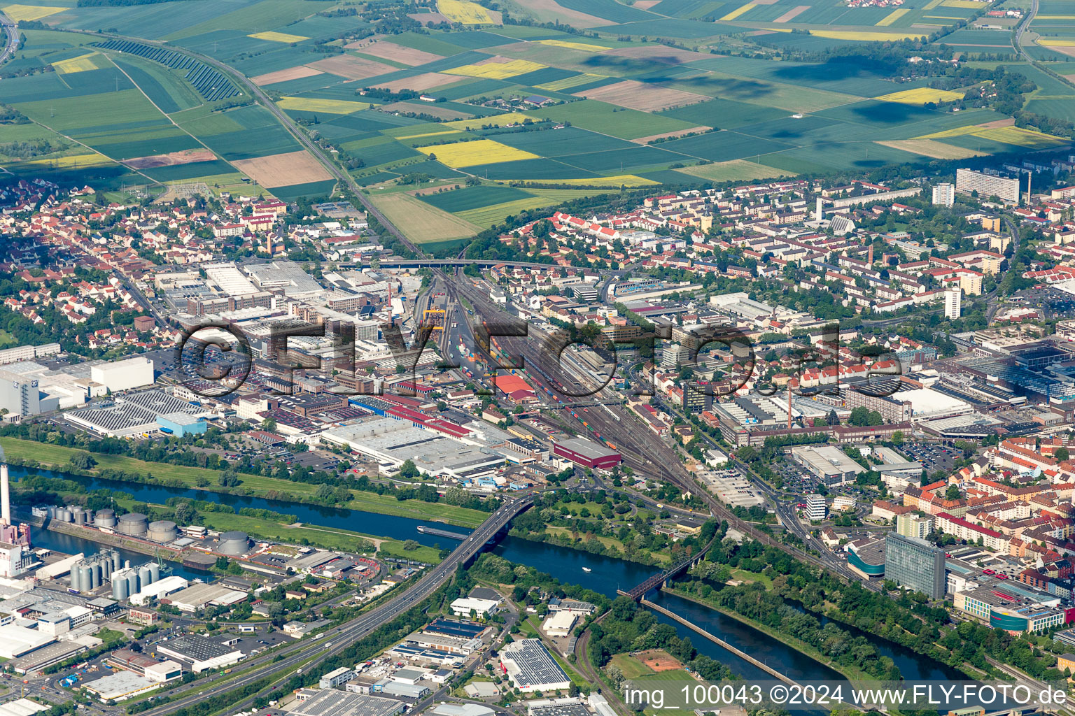 Schweinfurt in the state Bavaria, Germany from the drone perspective