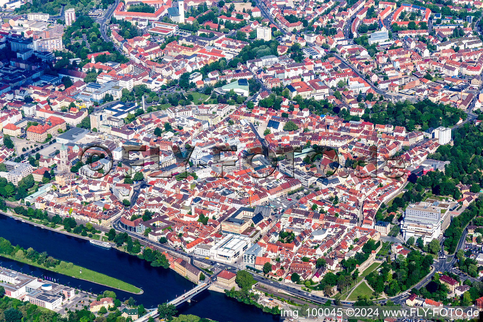 Old Town area and city center in Schweinfurt in the state Bavaria, Germany