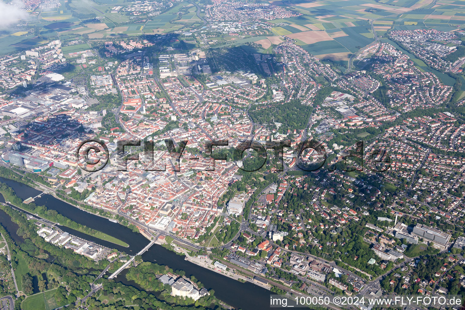 Schweinfurt in the state Bavaria, Germany from a drone