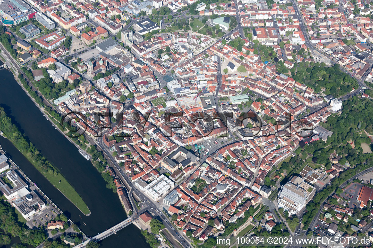 Aerial view of Schweinfurt in the state Bavaria, Germany