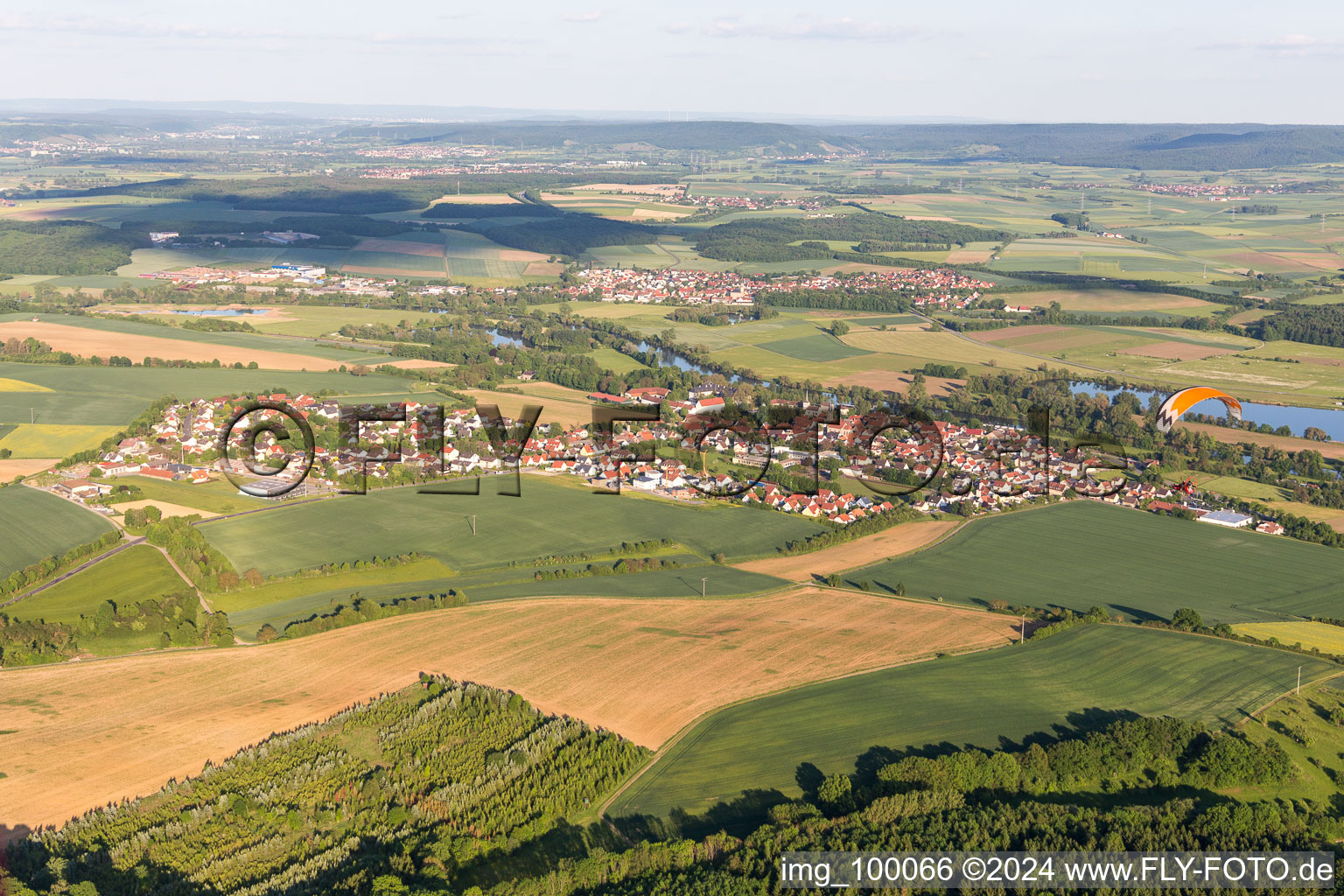 Village on the river bank areas in Obertheres in the state Bavaria, Germany