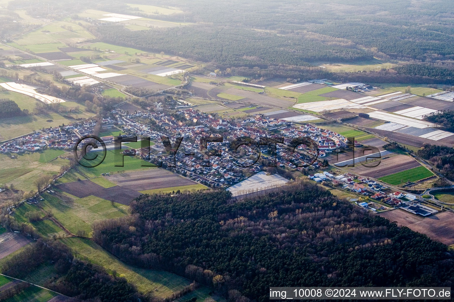 Bird's eye view of Dudenhofen in the state Rhineland-Palatinate, Germany