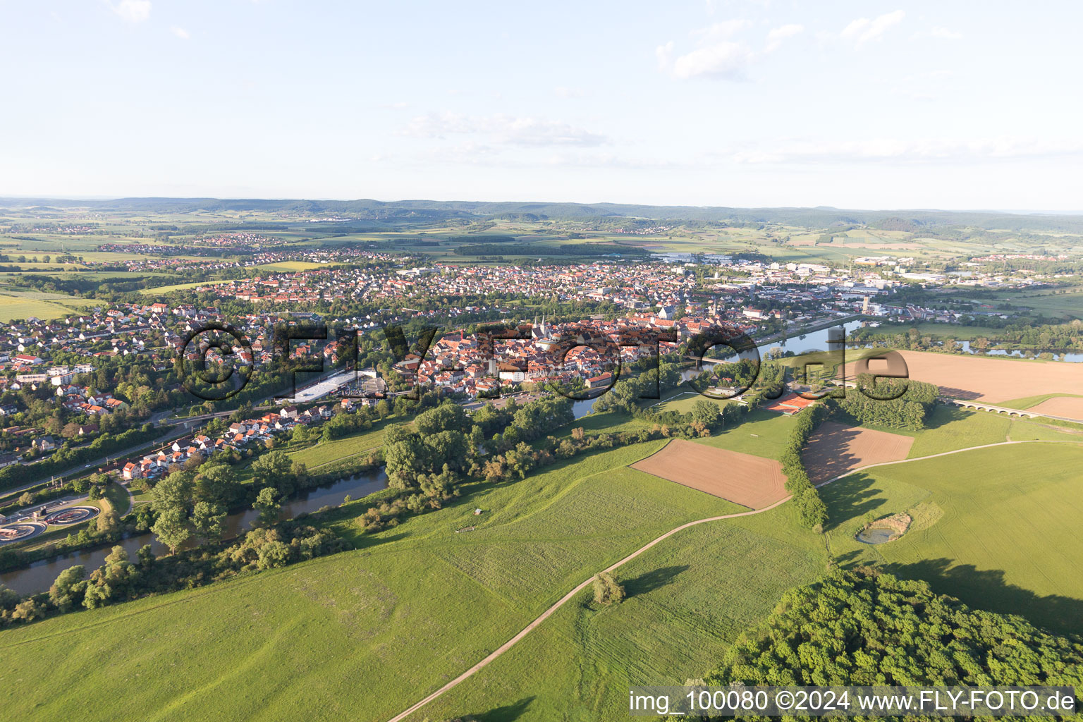 Oblique view of Haßfurt in the state Bavaria, Germany