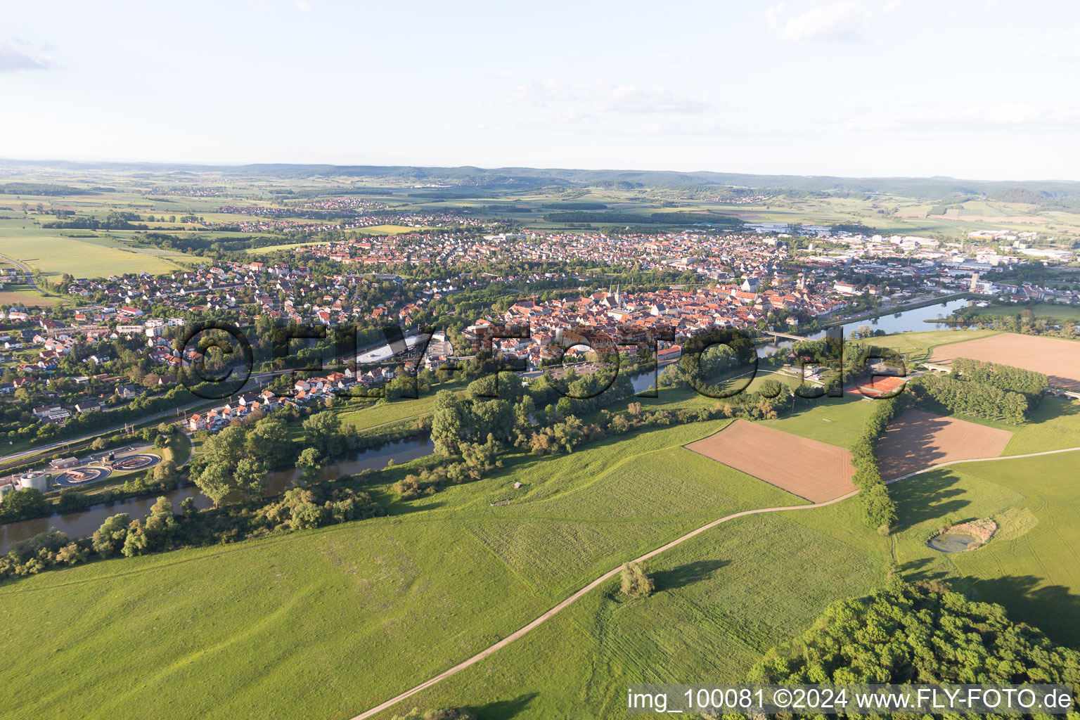 Haßfurt in the state Bavaria, Germany from above