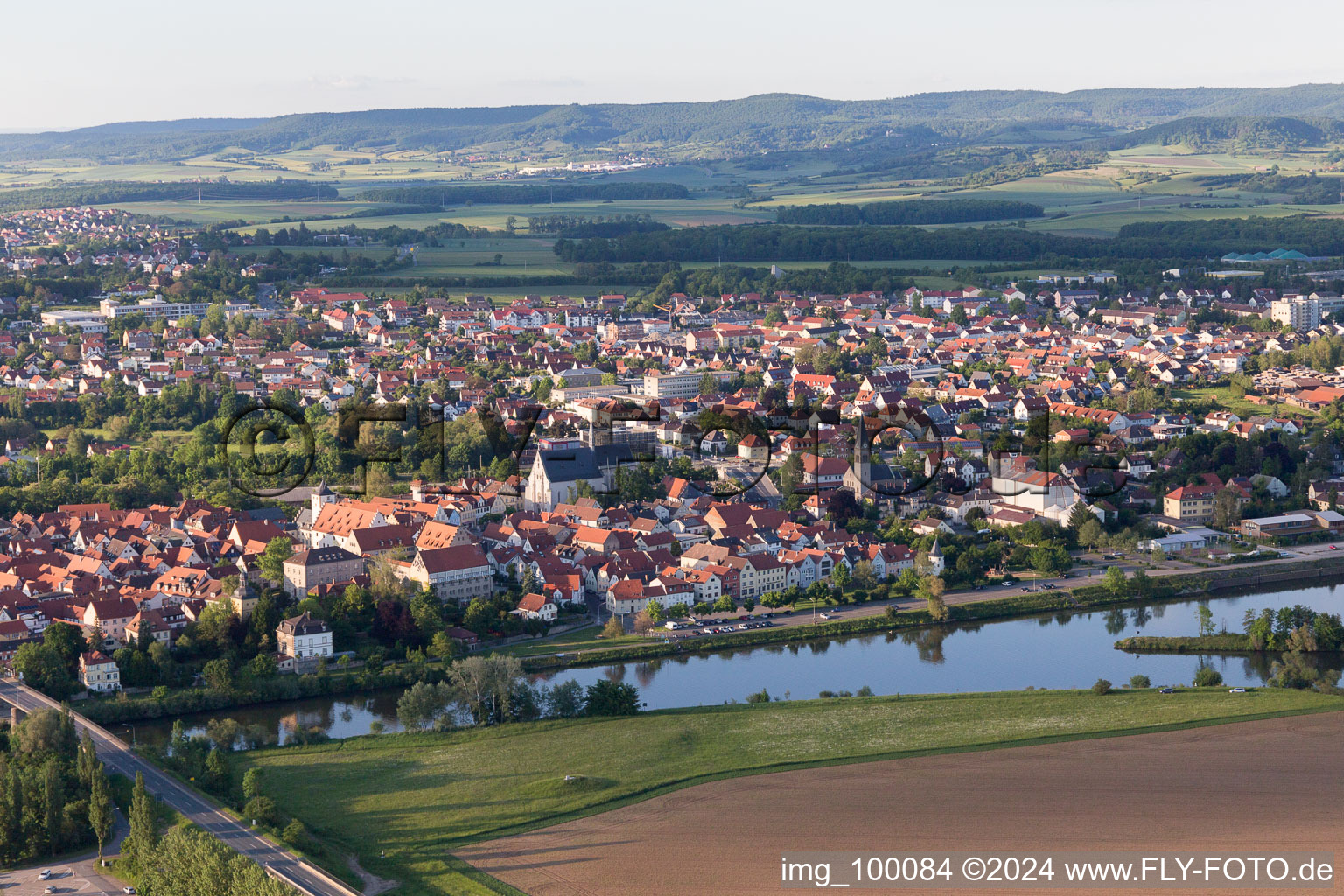 Haßfurt in the state Bavaria, Germany from the plane