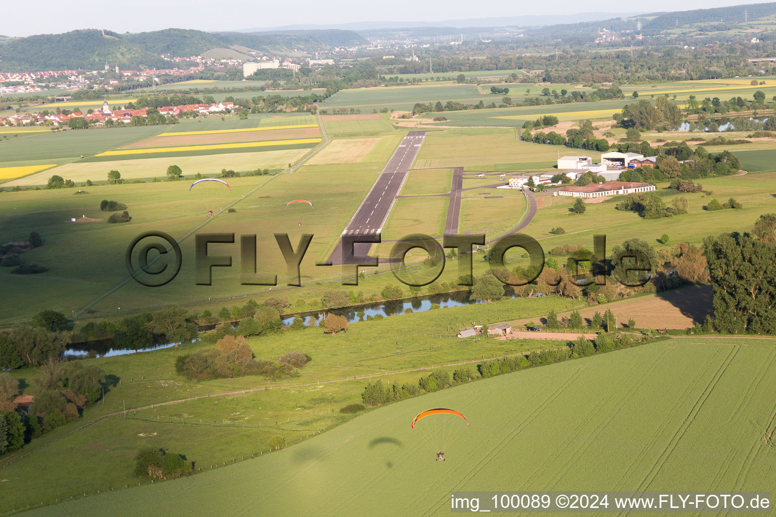 Oblique view of Airport in Haßfurt in the state Bavaria, Germany