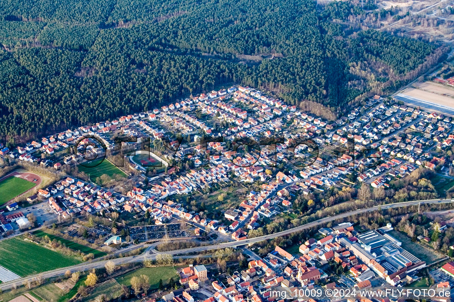 Dudenhofen in the state Rhineland-Palatinate, Germany viewn from the air