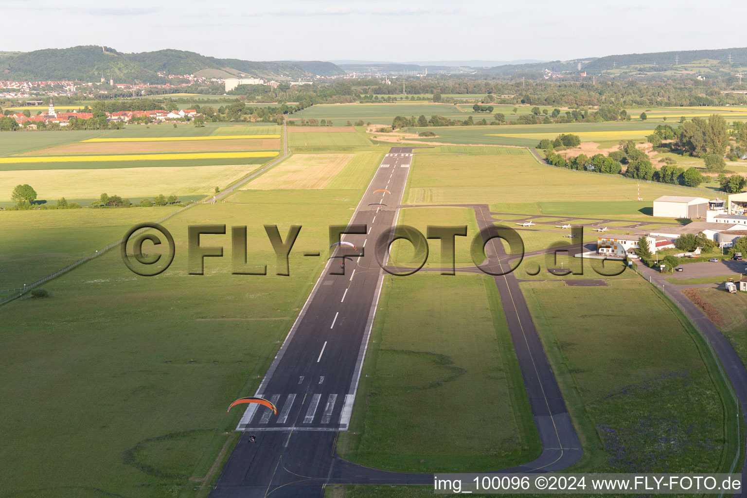 Airport in Haßfurt in the state Bavaria, Germany seen from above