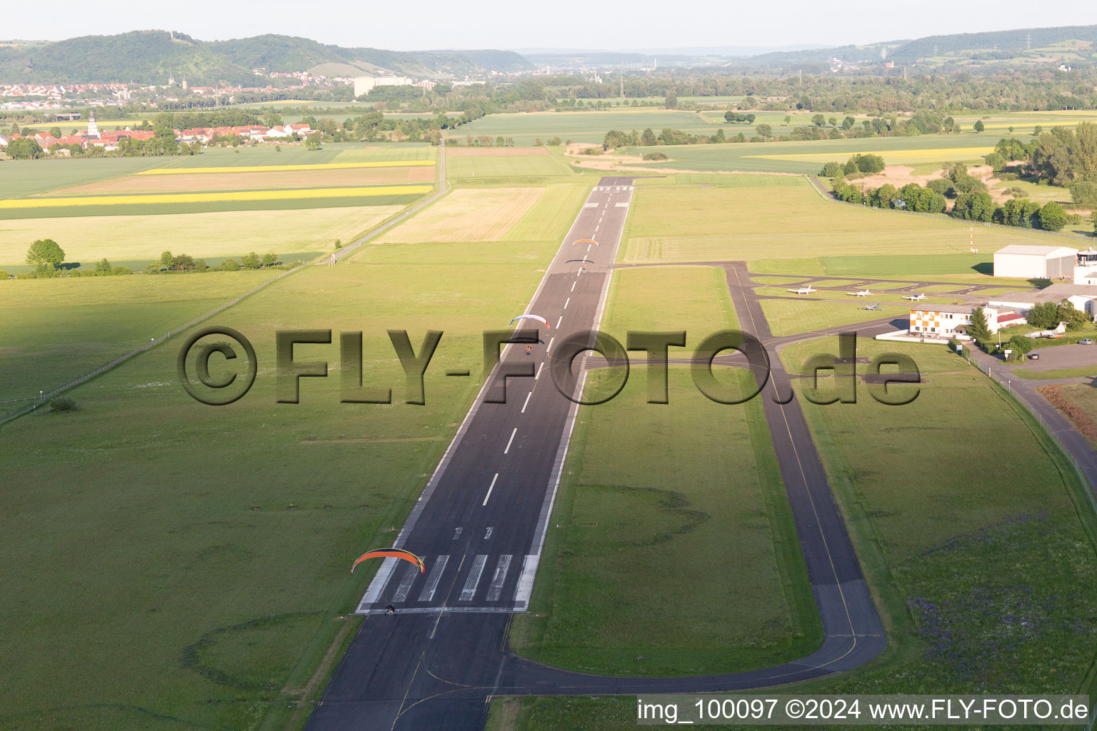 Airport in Haßfurt in the state Bavaria, Germany from the plane