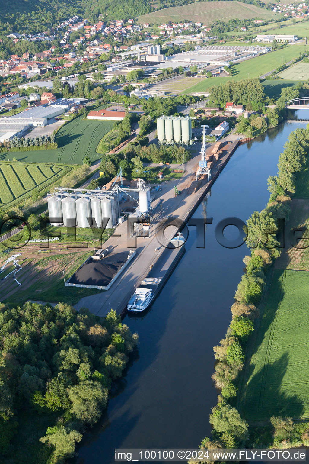 Aerial view of Schmachtenberg Industrial Area in Zeil am Main in the state Bavaria, Germany