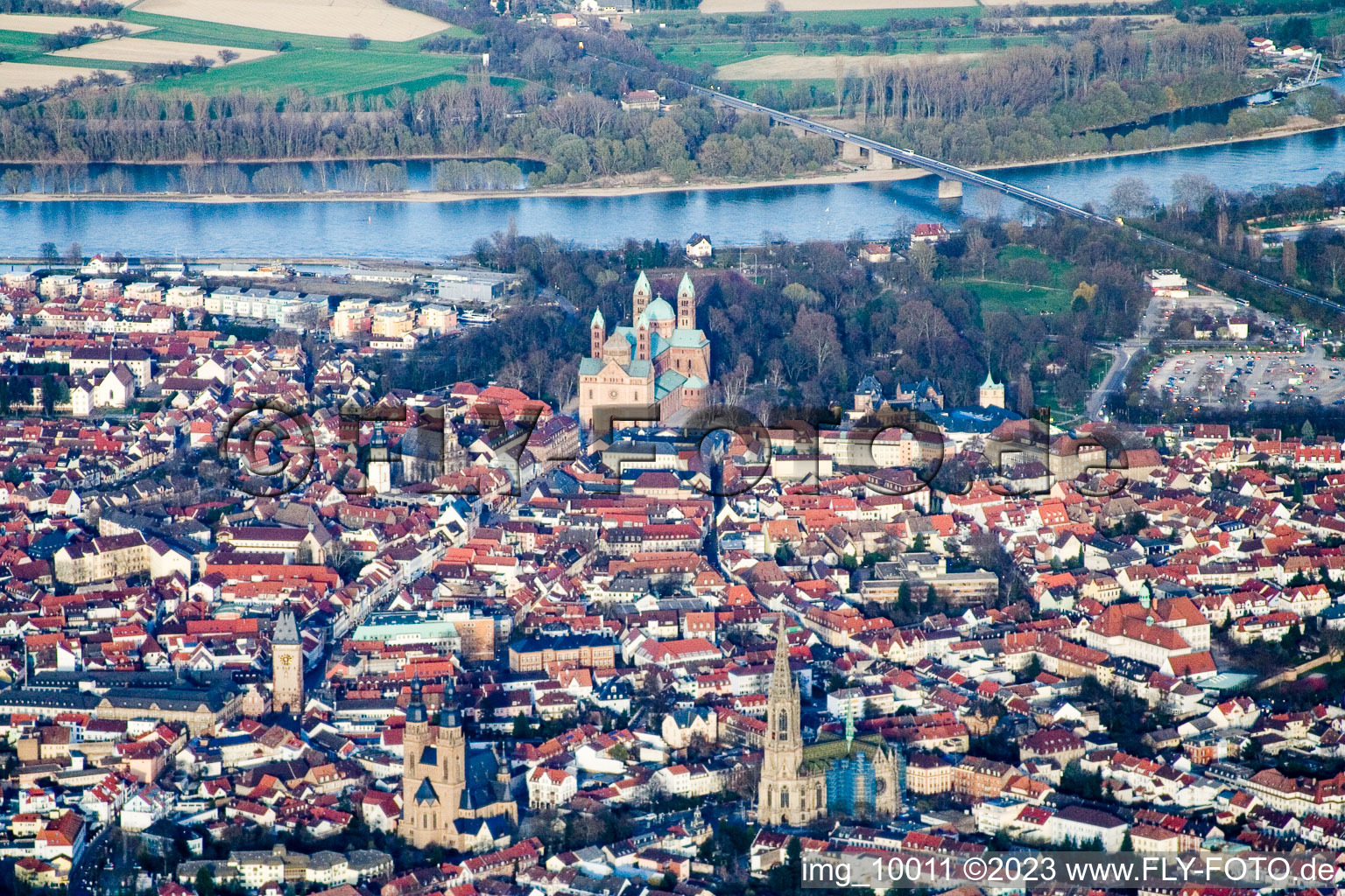 Bird's eye view of Speyer in the state Rhineland-Palatinate, Germany