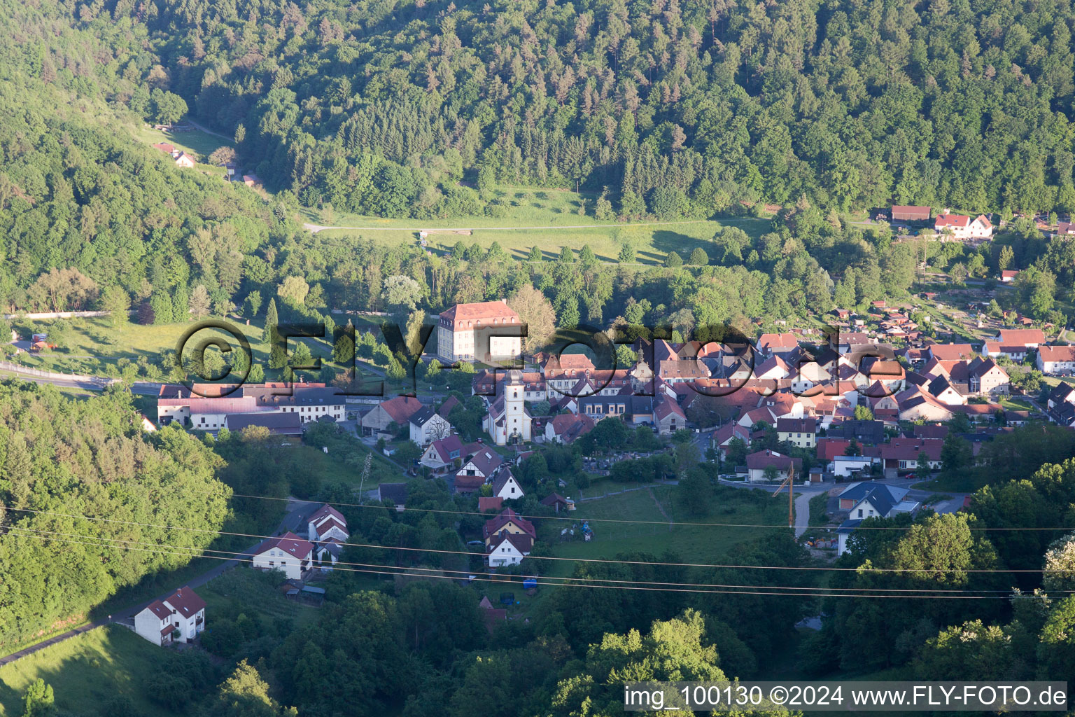 Bird's eye view of Ebelsbach in the state Bavaria, Germany