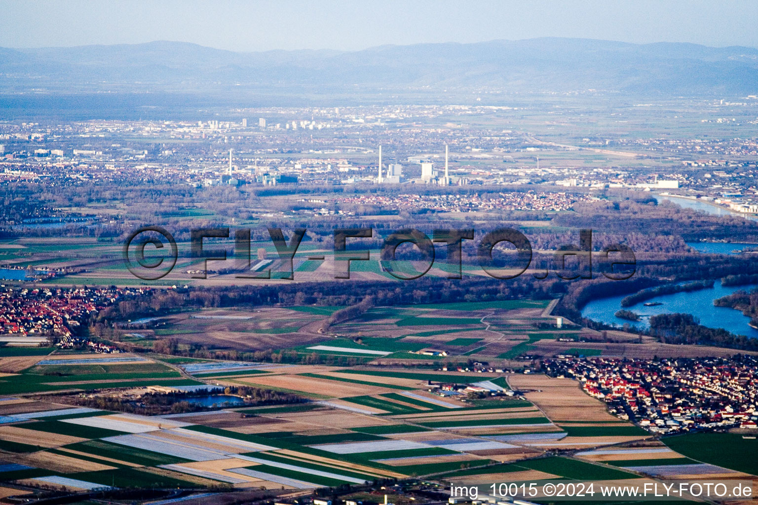 Aerial view of Otterstadt in the state Rhineland-Palatinate, Germany