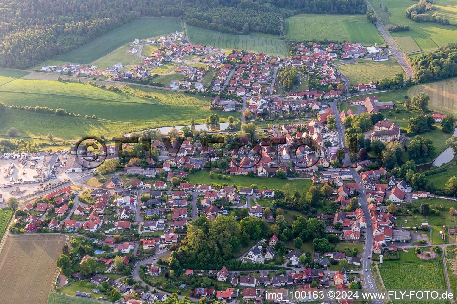 Aerial view of Rentweinsdorf in the state Bavaria, Germany