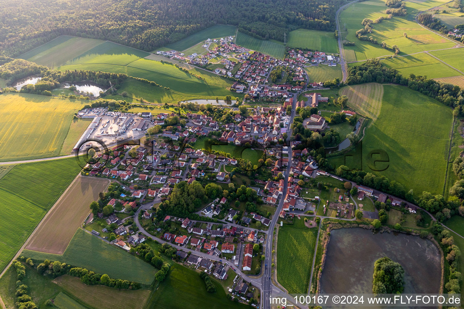 Town View of the streets and houses of the residential areas in Rentweinsdorf in the state Bavaria, Germany