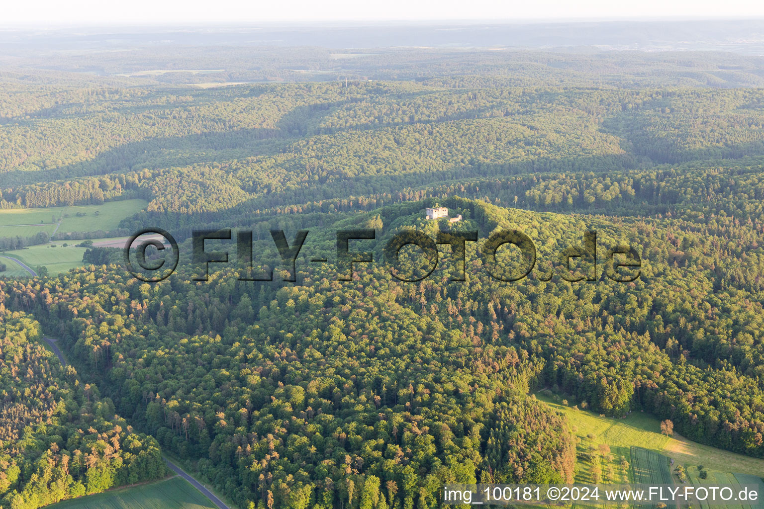 Aerial view of Hohnhausen in the state Bavaria, Germany