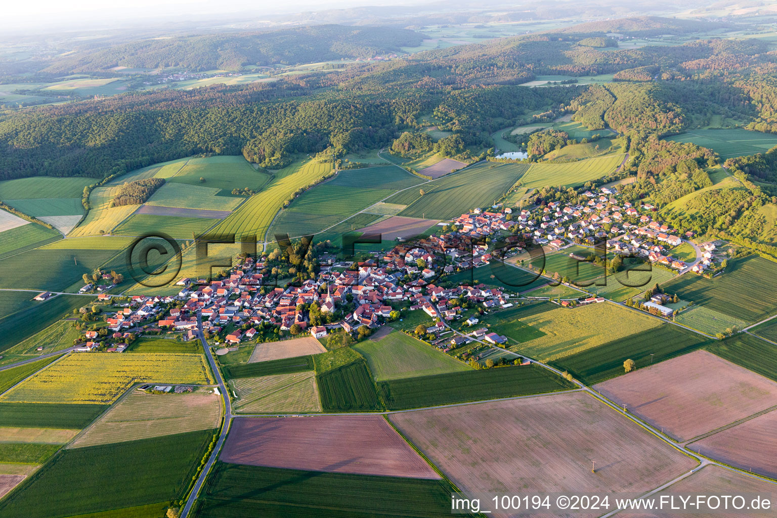 Aerial photograpy of Goßmannsdorf in the state Bavaria, Germany