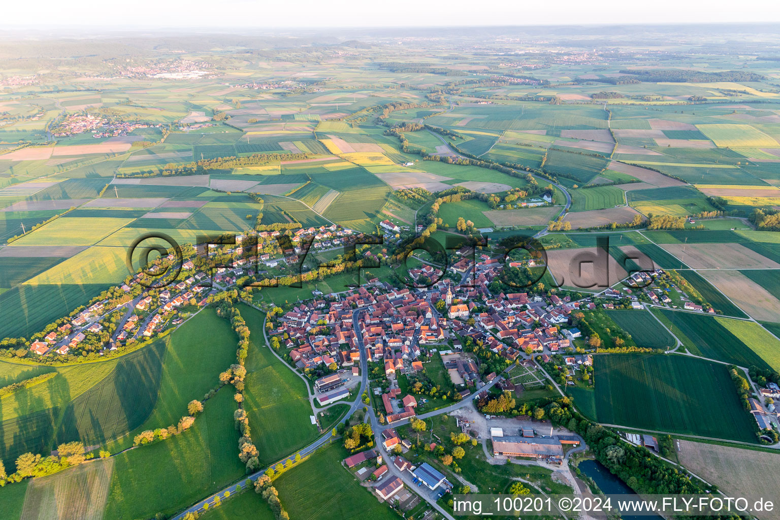 Aerial view of District Rügheim in Hofheim in Unterfranken in the state Bavaria, Germany