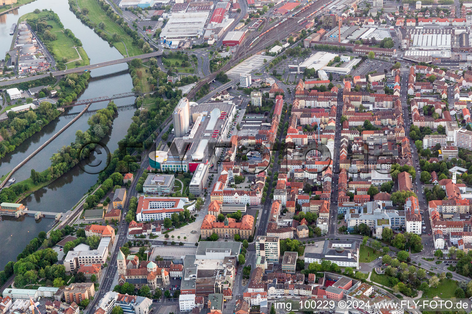 Schweinfurt in the state Bavaria, Germany seen from above