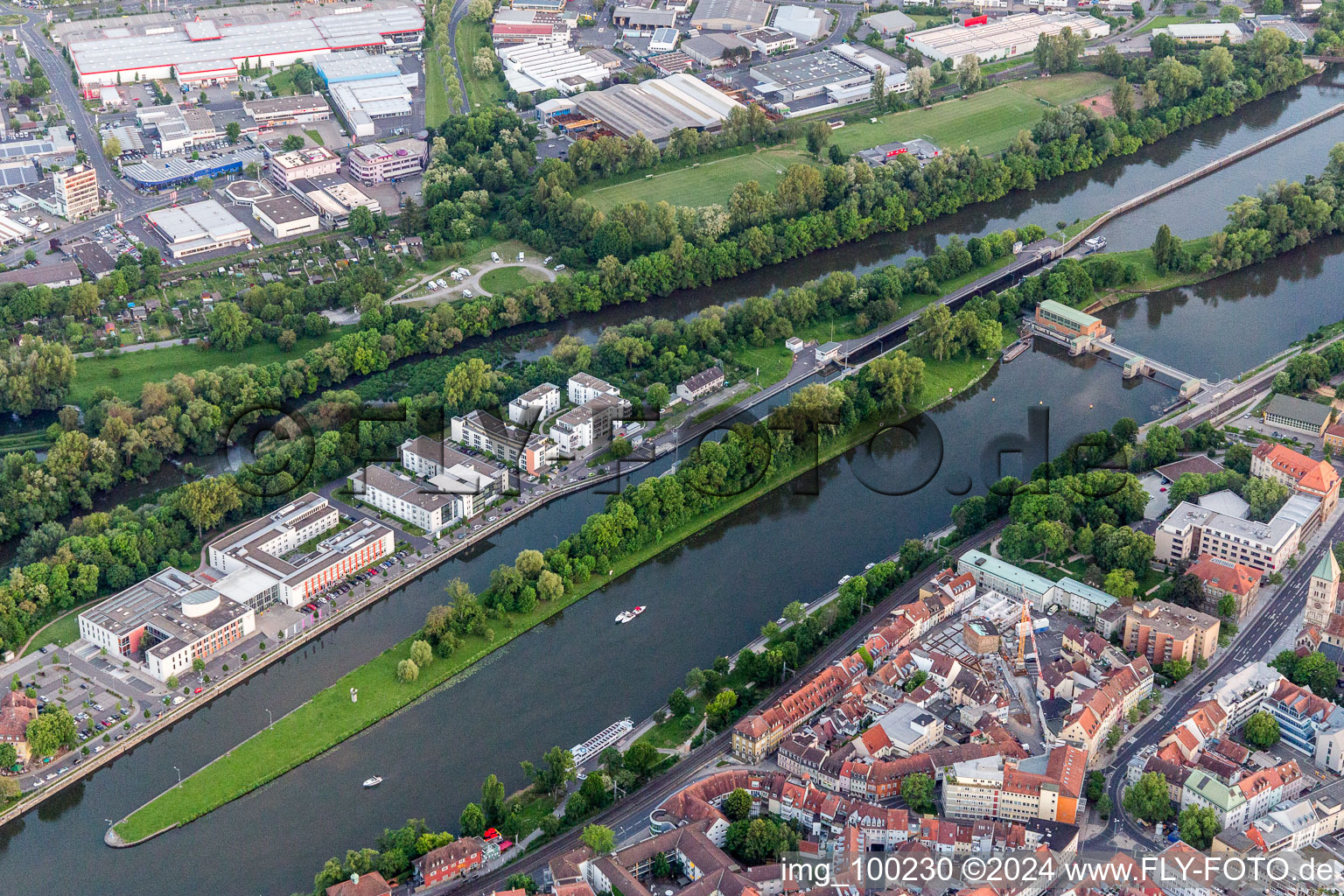 Schweinfurt in the state Bavaria, Germany from the plane