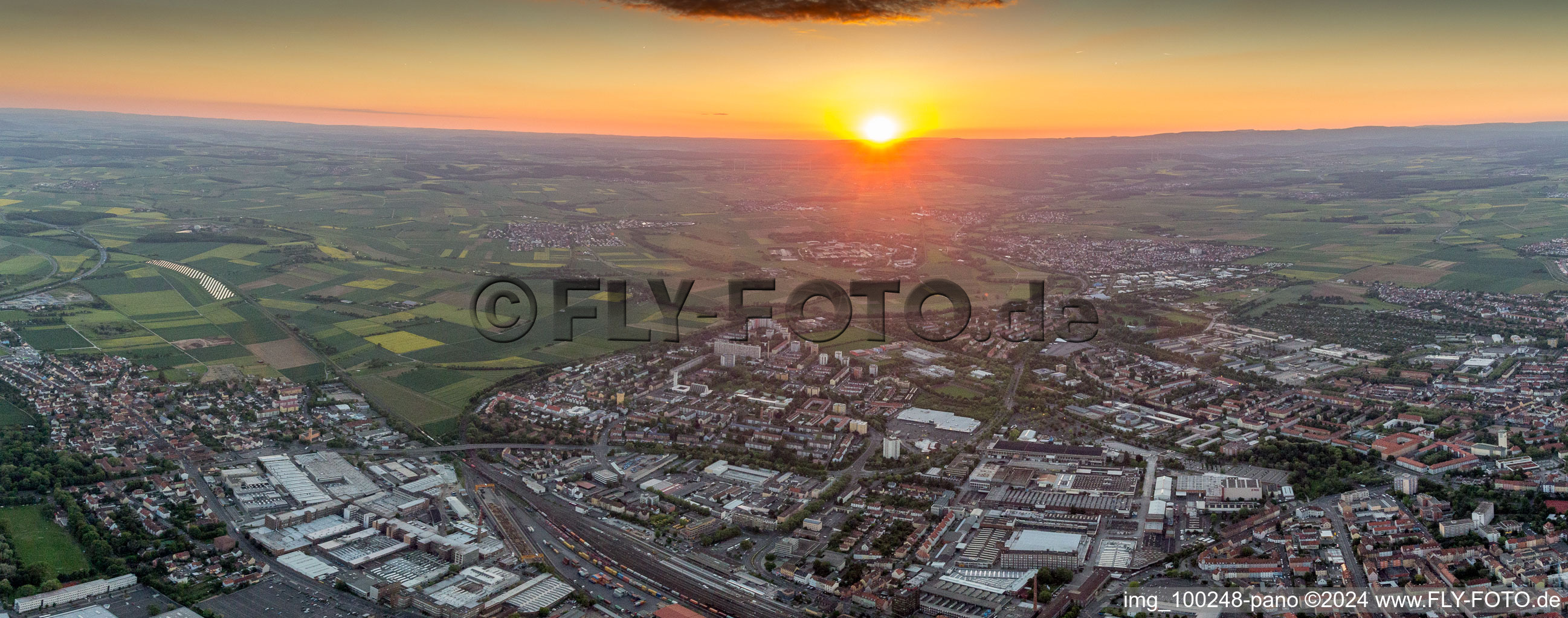 Schweinfurt in the state Bavaria, Germany seen from a drone