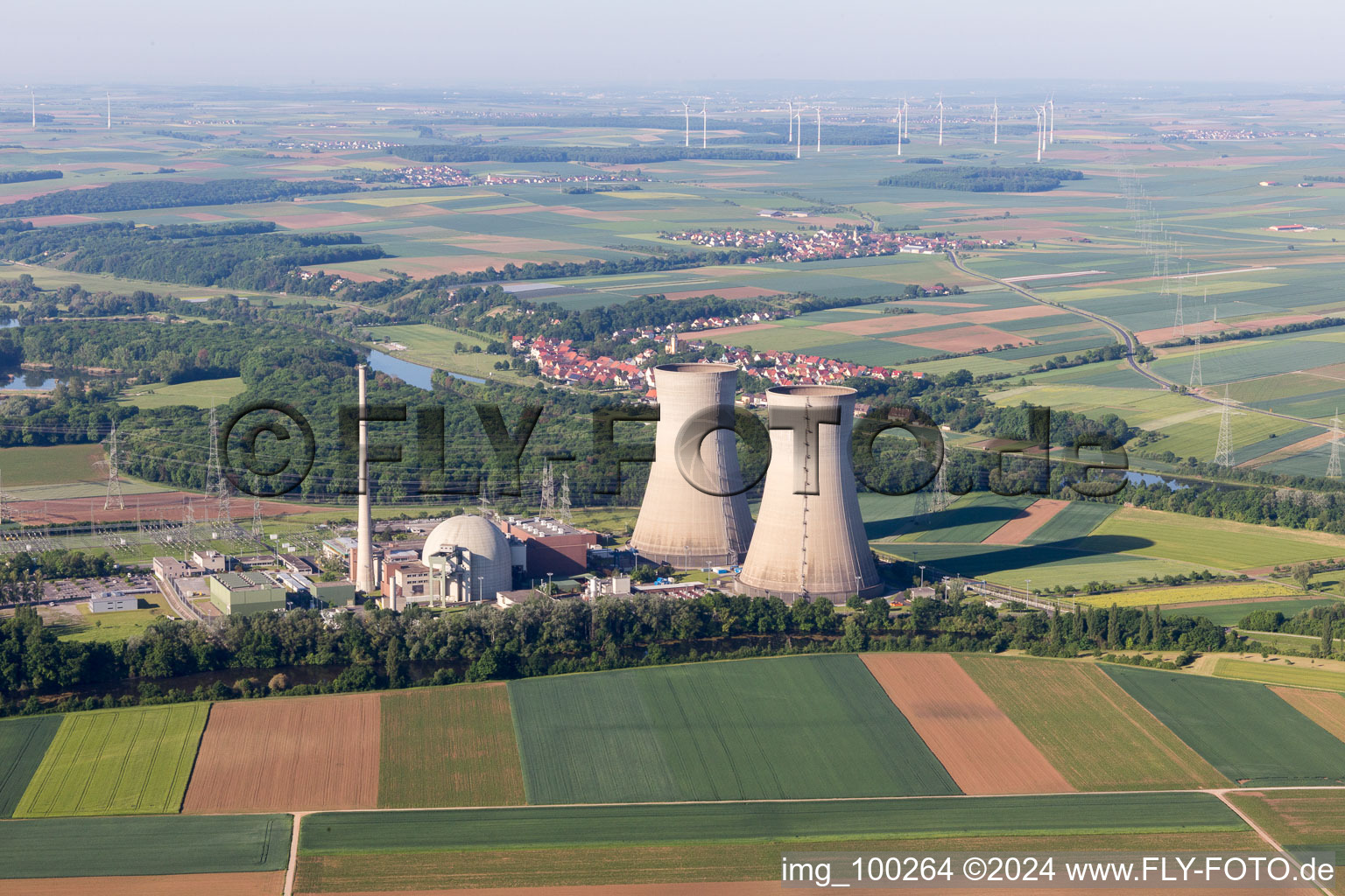 Grafenrheinfeld in the state Bavaria, Germany seen from above