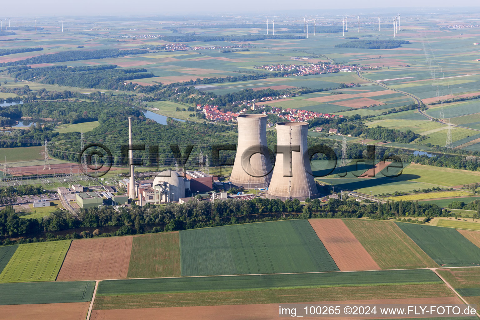 Grafenrheinfeld in the state Bavaria, Germany from the plane