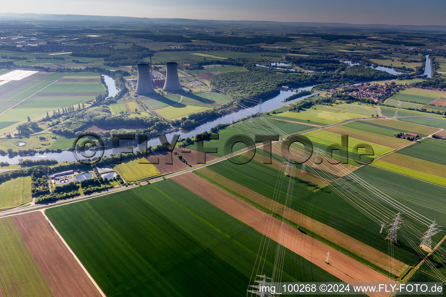 Drone recording of KKG in Grafenrheinfeld in the state Bavaria, Germany