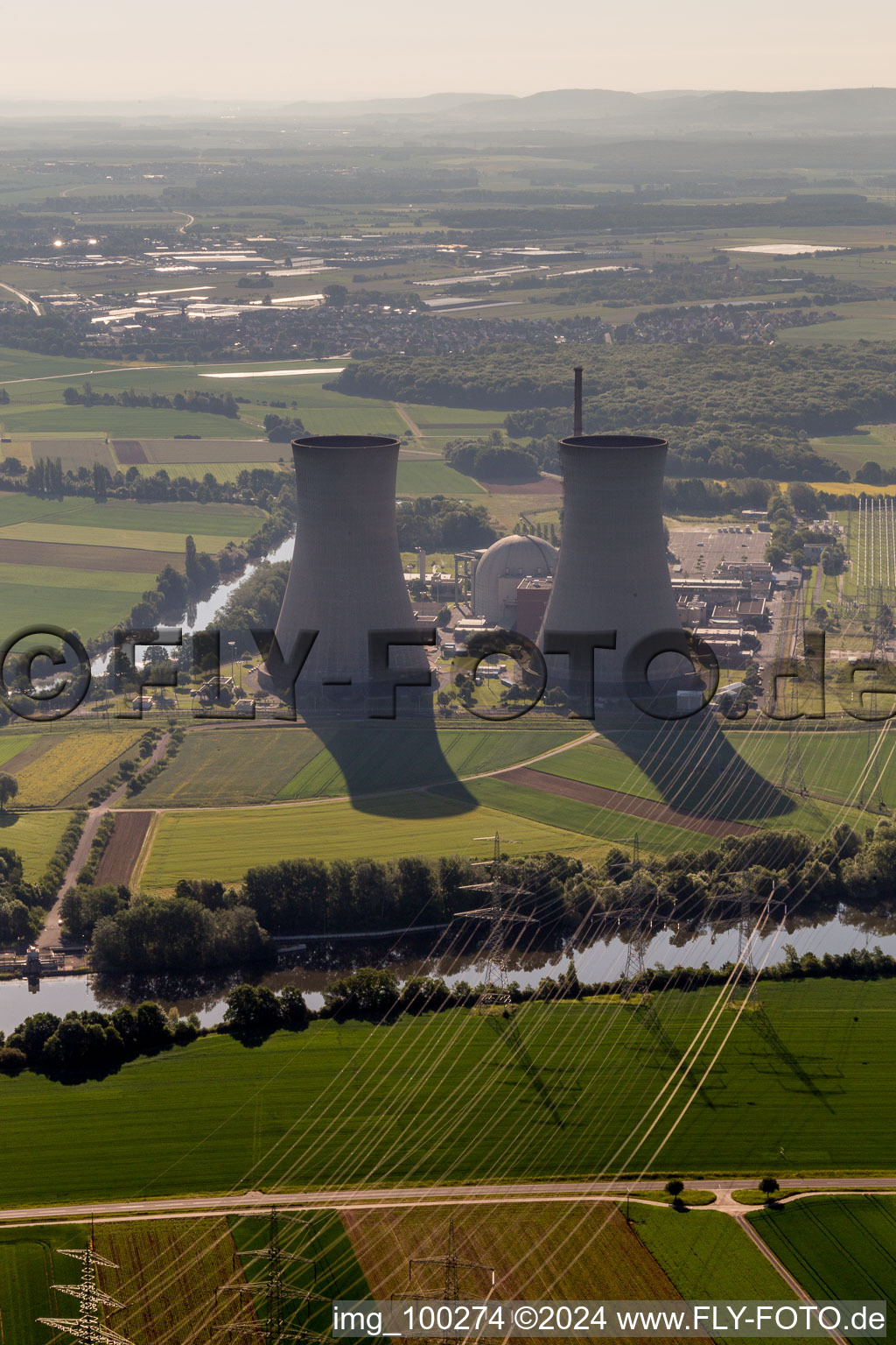 KKG in Grafenrheinfeld in the state Bavaria, Germany seen from a drone