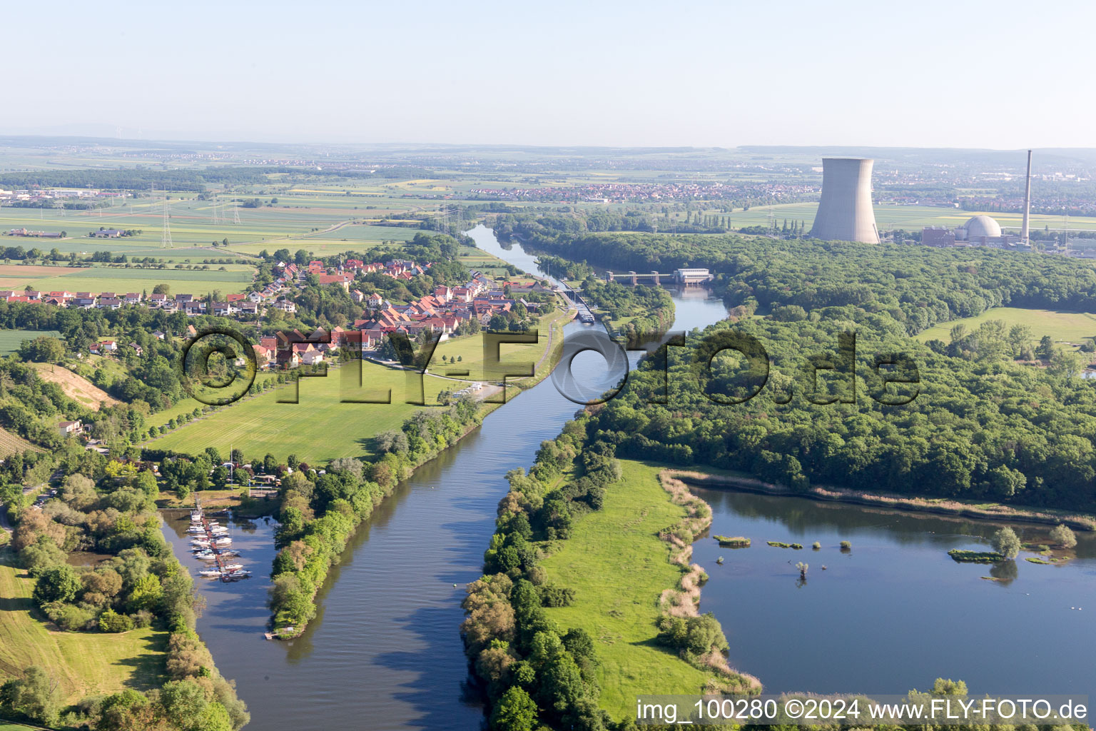 Aerial view of KKG in Grafenrheinfeld in the state Bavaria, Germany