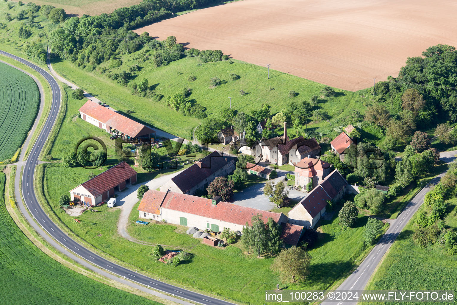 Aerial view of Dächheim in the state Bavaria, Germany