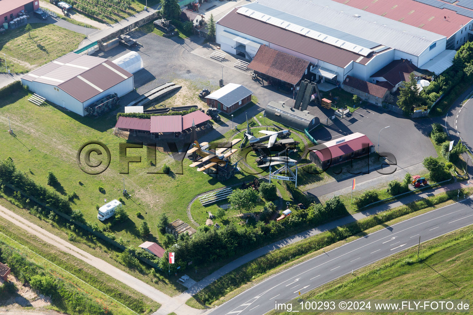 Military Museum in the district Stammheim in Kolitzheim in the state Bavaria, Germany viewn from the air