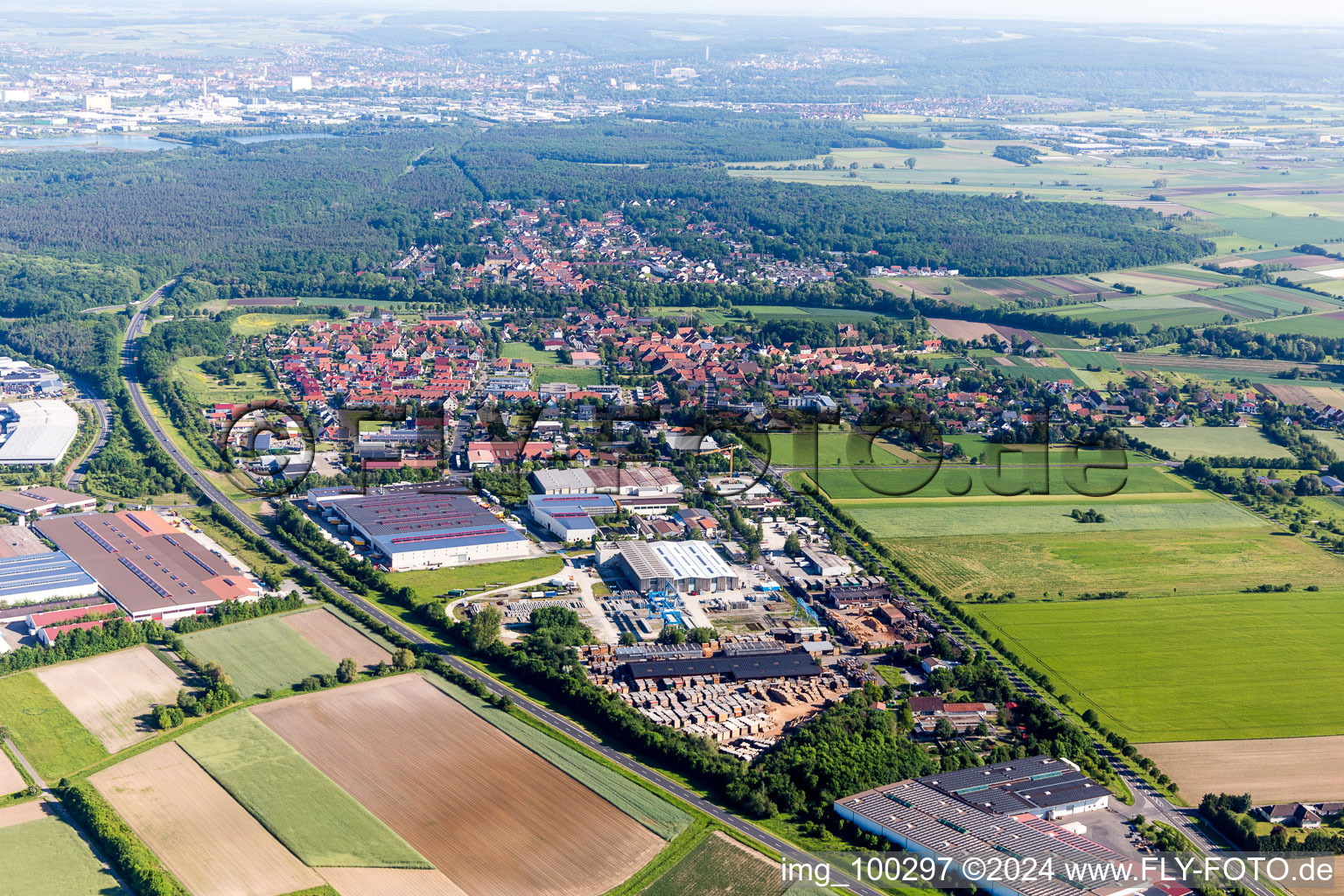 Industrial estate and company settlement Am Kloessberg in Schwebheim in the state Bavaria, Germany