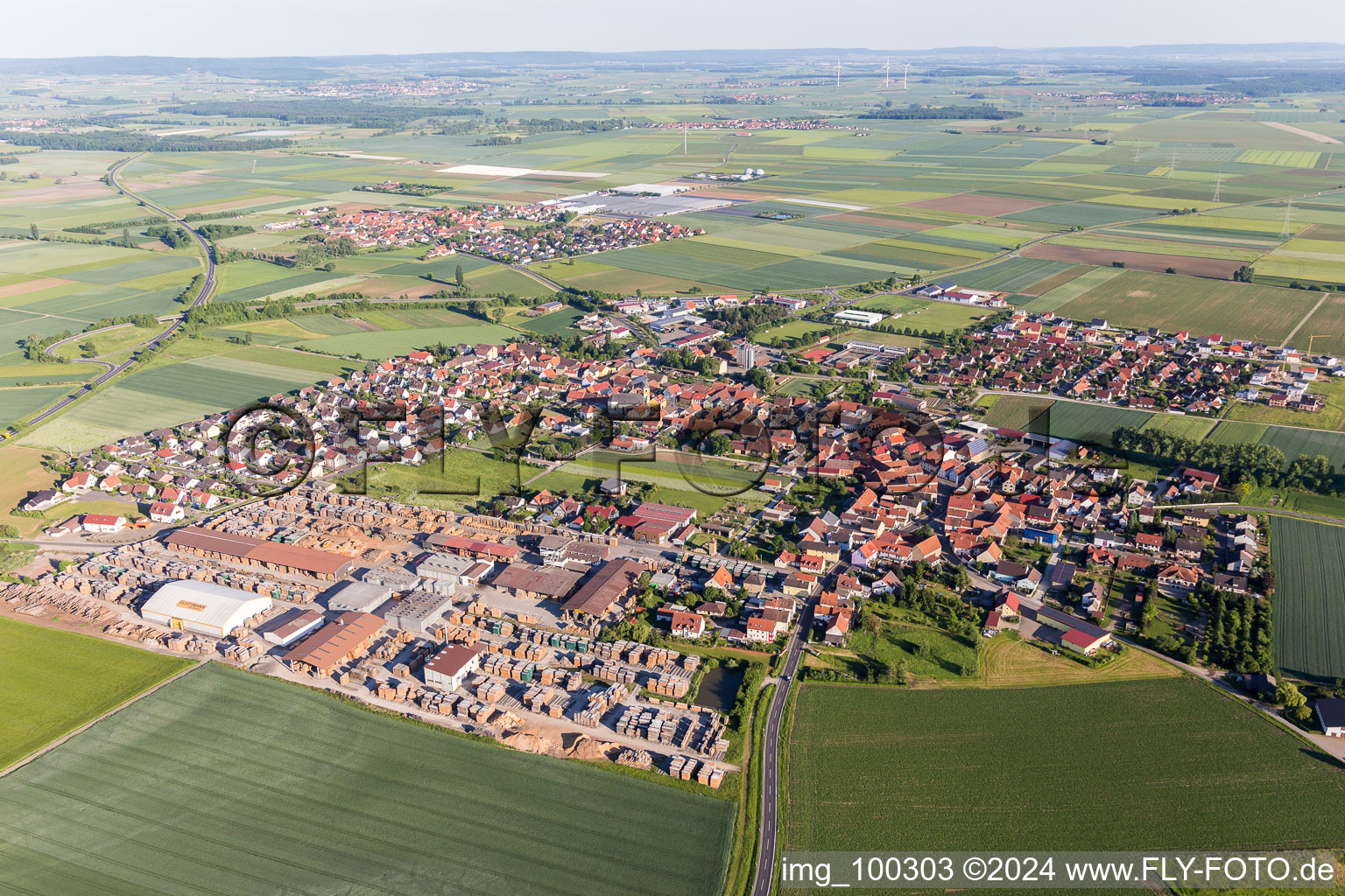 Town View of the streets and houses of the residential areas in Unterspiesheim in the state Bavaria, Germany