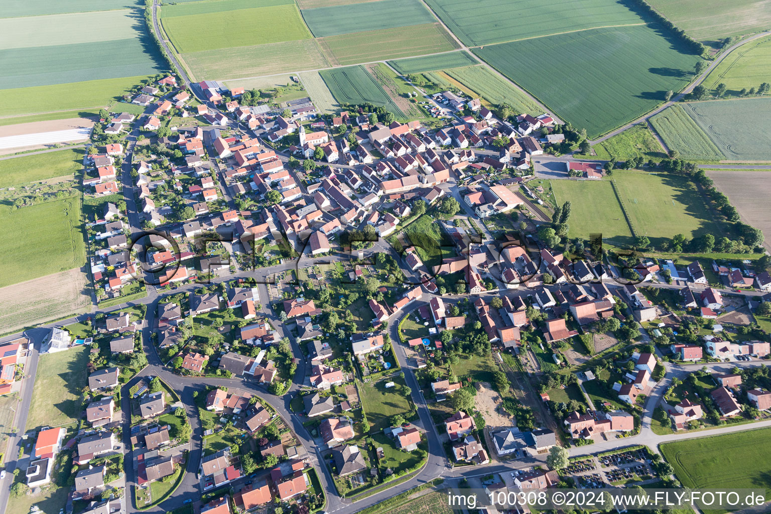 Aerial view of Gernach in the state Bavaria, Germany